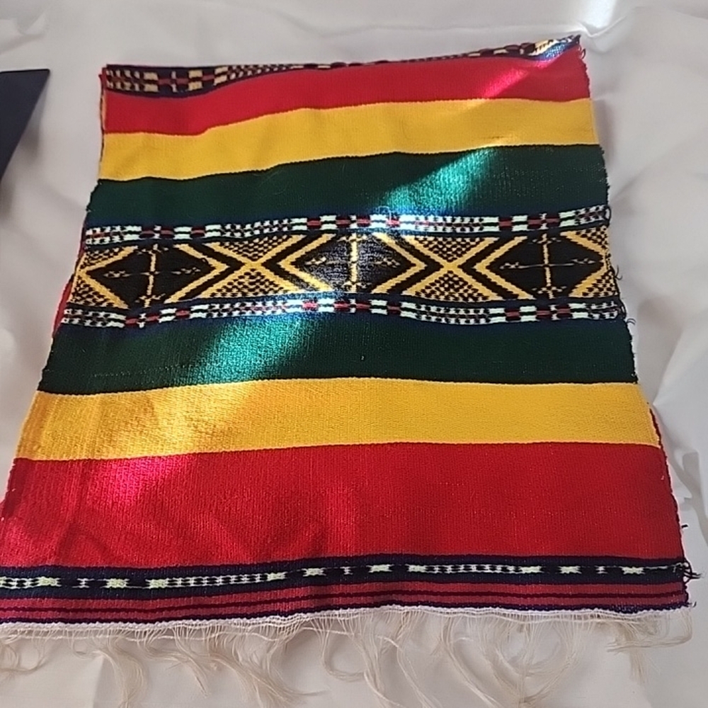 Vtg Mexican Southwestern Multicolor Striped Table Runner Or Long Scarf